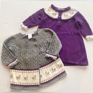 Janie & Jack Winter Whimsy Yorker Dog line EUC 3-6 Months sweater and dress ❌